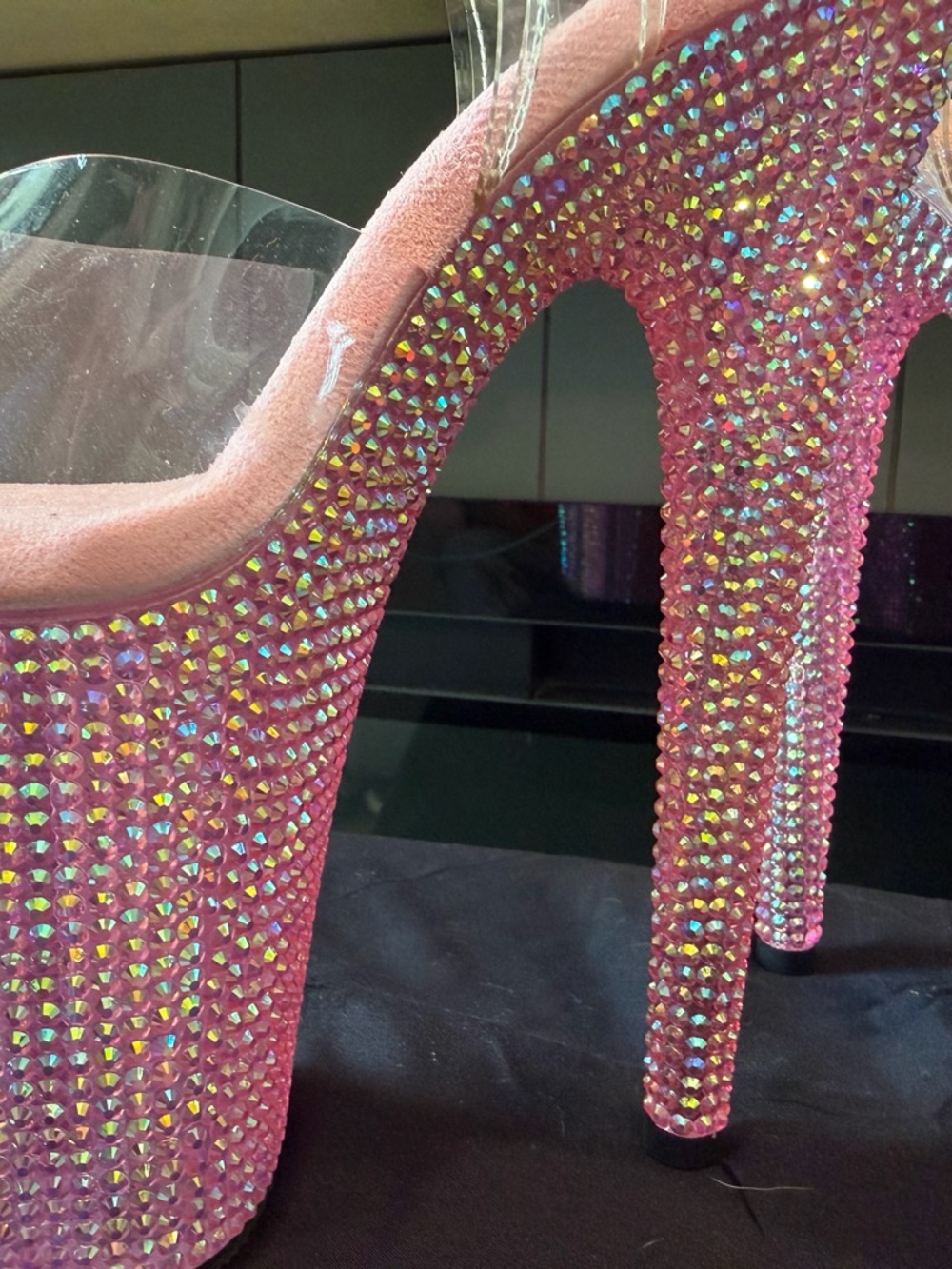 Pleaser Pink Crystal-Embellished Platform Heels 8 inch Heel - Picture 4 of 5